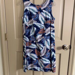 Hilo Hattie Womens Size 10 Blue and White Hawaiian Sheath Dress